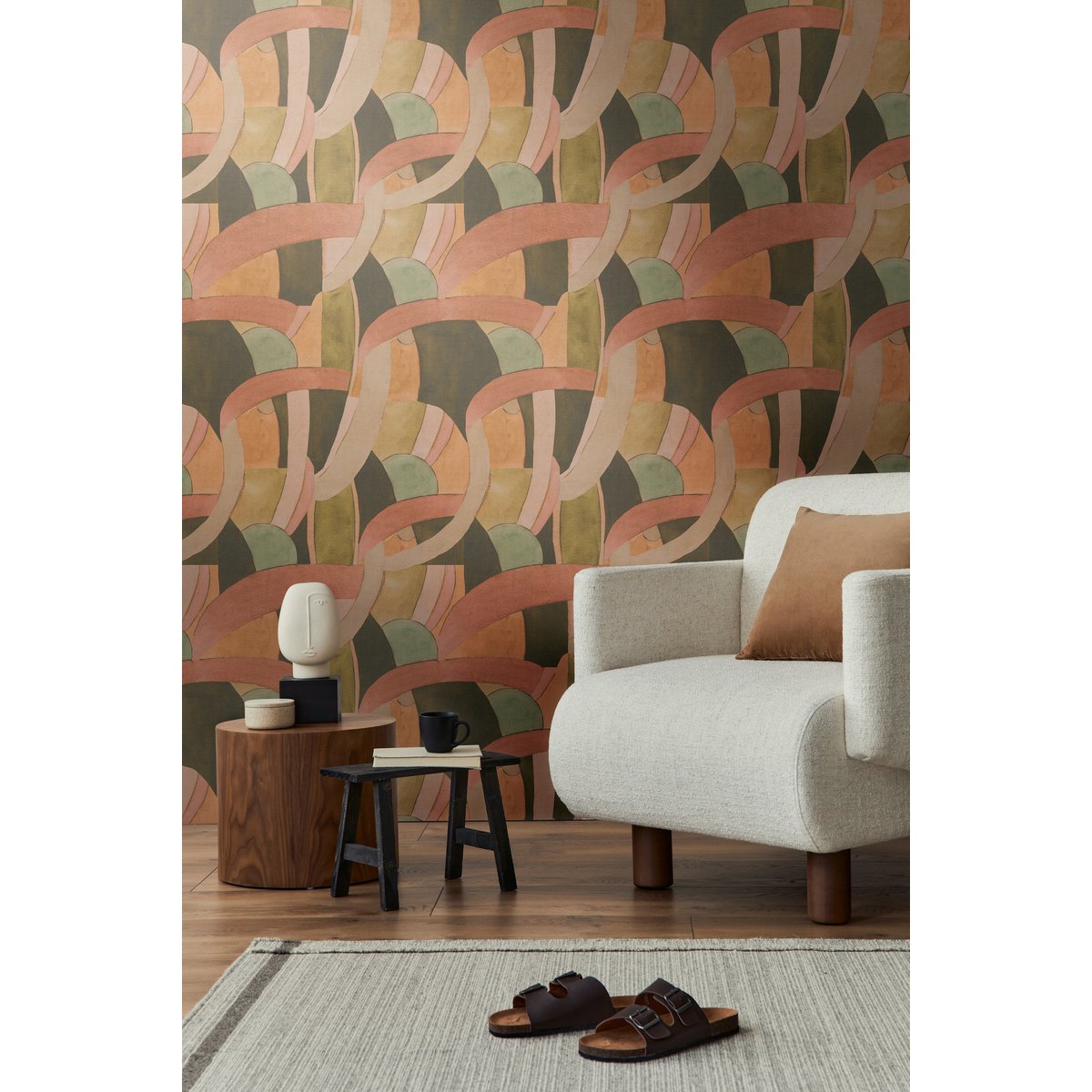 Non-woven Wallpaper Anna D'Andrea  graphic Abstract Orange