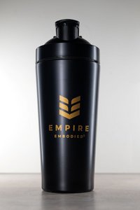 Eiwiteiwitshaker / blenderfles gemaakt van roestvrij staal zwart tot 900 ml met bal
