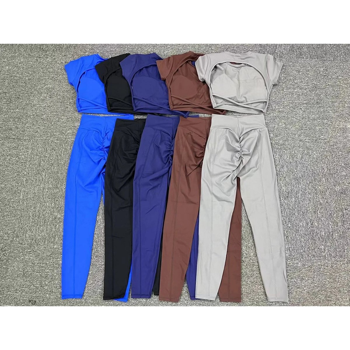 Cross Backless Sporty Set Women 2 Piece Sportswear Short Sleeve Training Suit for Fitness Yoga Wear Female Gym Workout Clothes