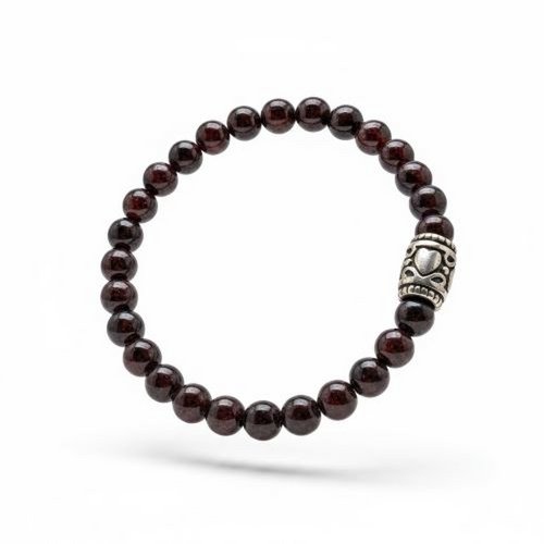 Damenarmband Granate 6 mm mit Basisperlen