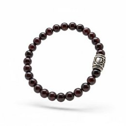 Damenarmband Granate 6 mm mit Basisperlen