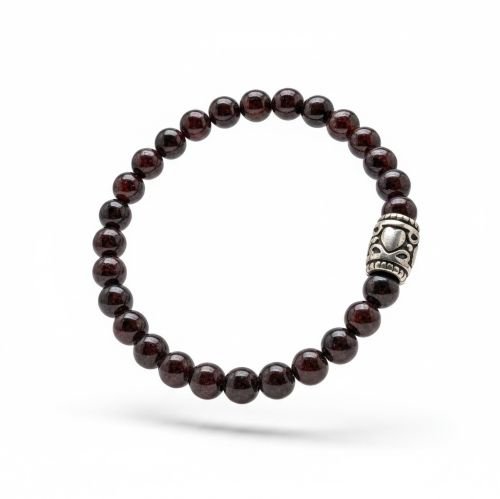 Damenarmband Granate 6 mm mit Basisperlen