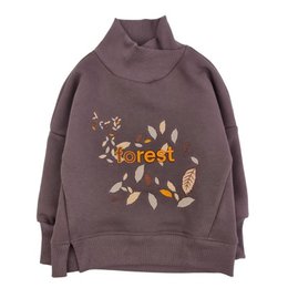 Kids Rollneck Sweatshirt - broderi 3D brun