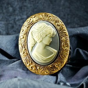 Cameo barokke damesbroche in vintage stijl -blauw-