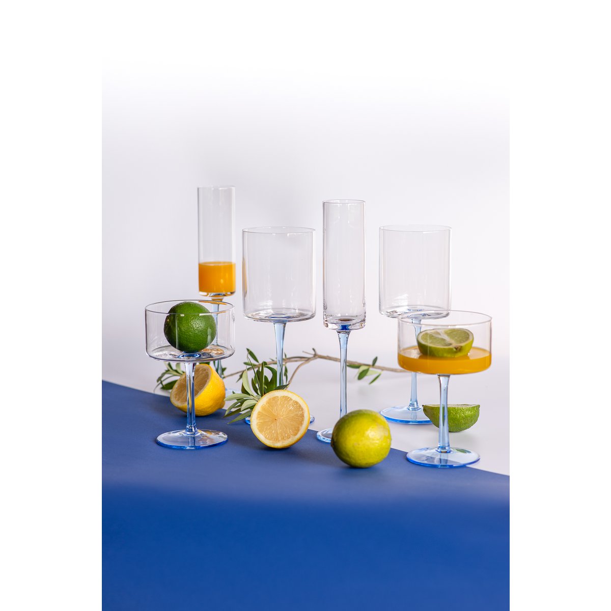 Coupe de champagne bleu jument, 6 pcs.