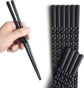 Wiederverwendbare Essstäbchen aus Glasfaser – rutschfeste Essstäbchen – spülmaschinenfest – 24 cm (2 Paar)