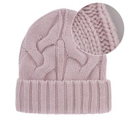 Soft almond knitted beanie, merino wool cashmere blend, minimalist cable knit winter hat, warm cozy headwear.