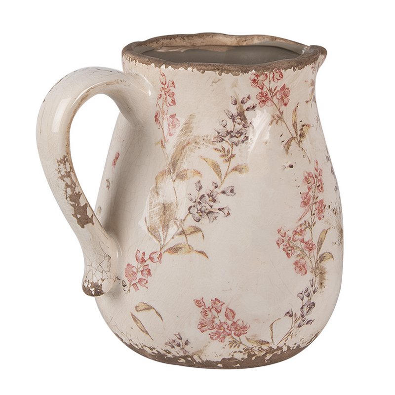 Dekoration kann 17x13x16 cm beige rosa Keramikblüten Geschkan