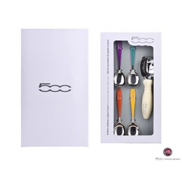 FIAT, Set of 4 Ice Cream Spoons, Colorful, Ergonomic Handle, Easy to Use, Stainless Steel