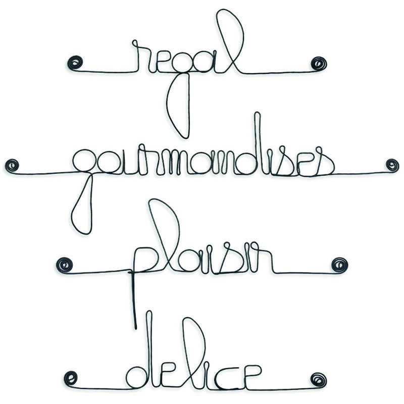Set of small metal words for "CUISINE: Delight, Delicacies, Pleasure, Treat"