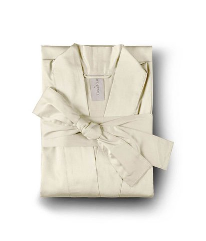 Sateen kimono bathrobe Solid Antique White