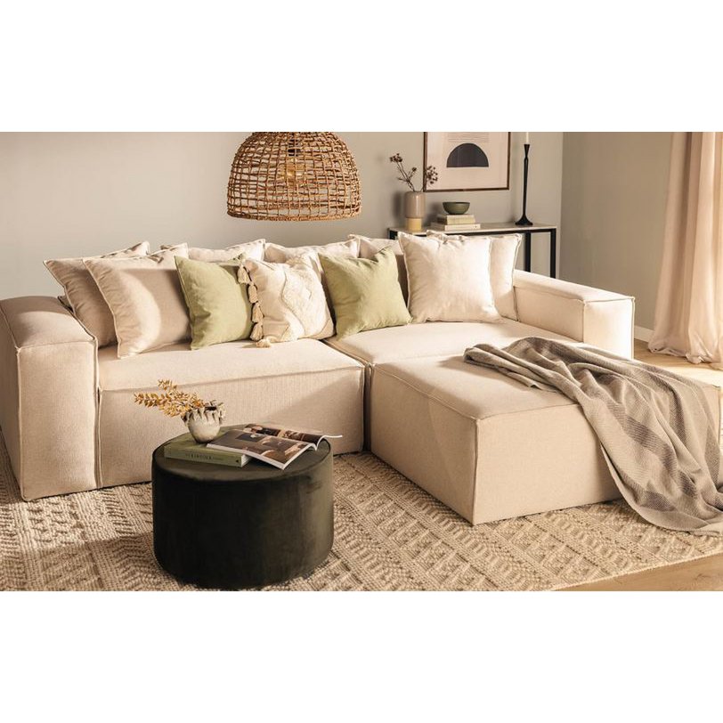 Van Morris  L-shaped  sofa, R/L Beige Chenille, removable & washable covers