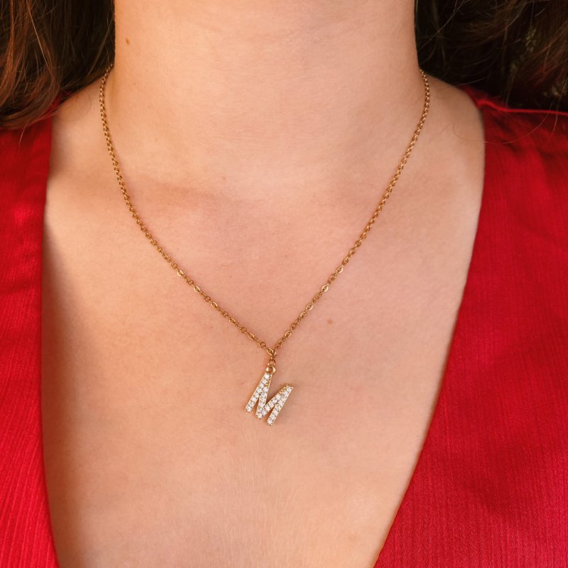 Letter ketting diamant - initial I - goud