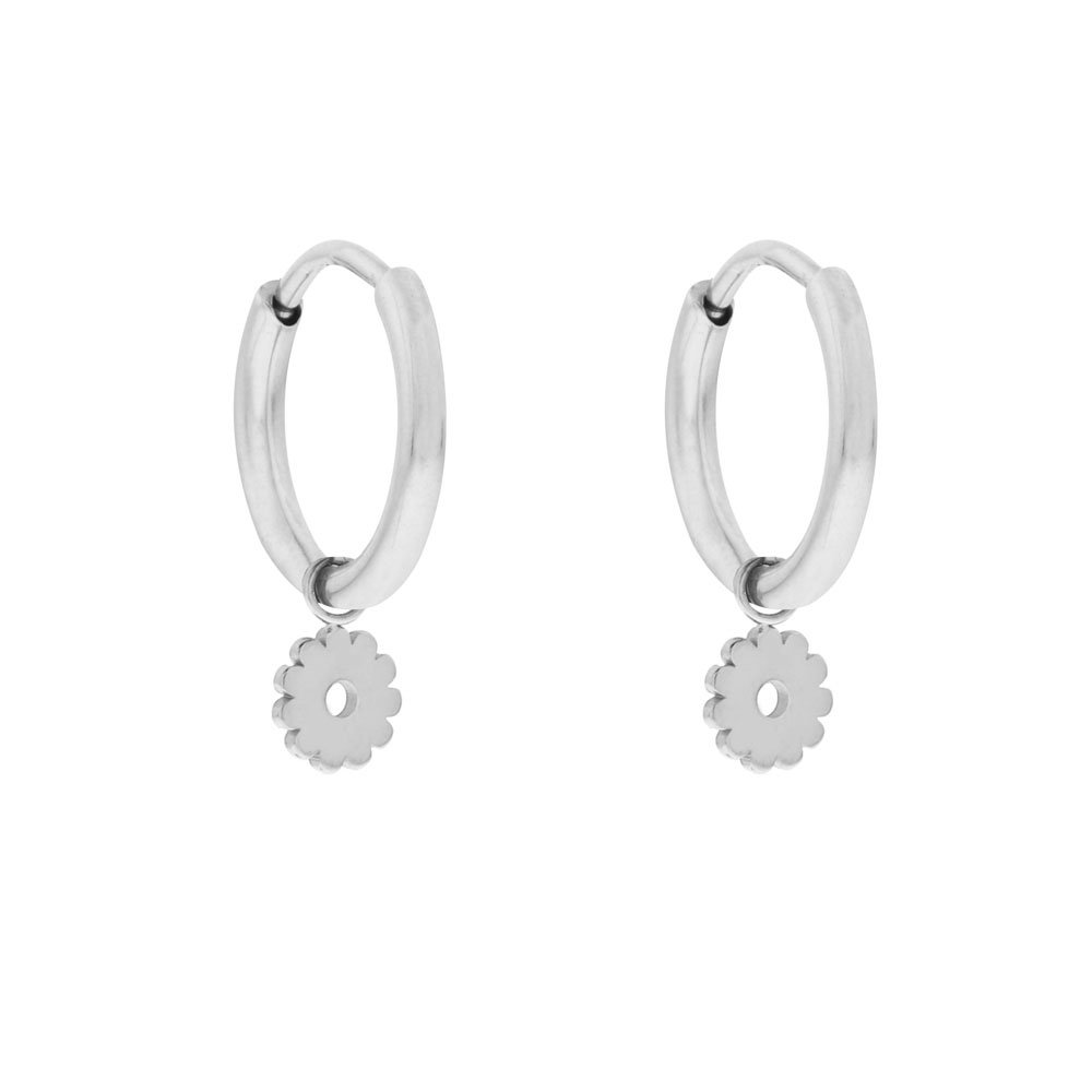 Earrings large with pendant open flower