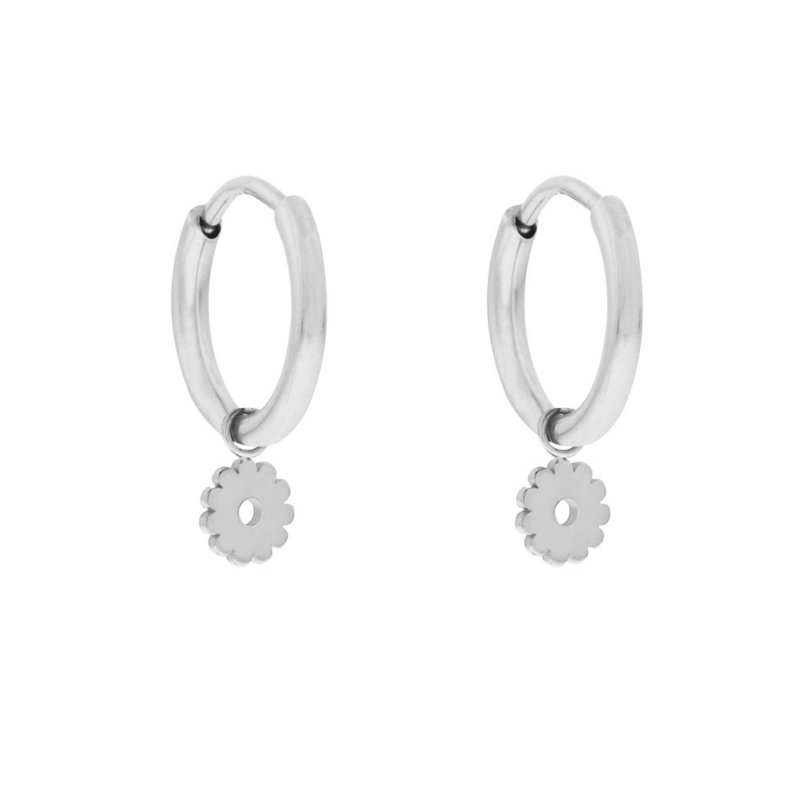Earrings large with pendant open flower