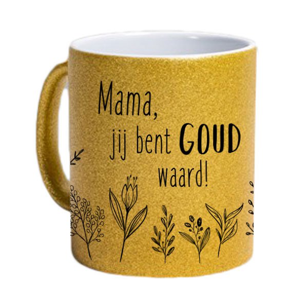 Mama Glitter Mug Gold - Jesteś wart złota!