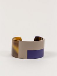 Manchette laquée bleu indigo et café crème