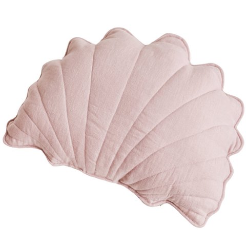 MINICAMP Leinen-Muschelkissen – rosa Wurfkissen für Küsten- und Stranddekoration