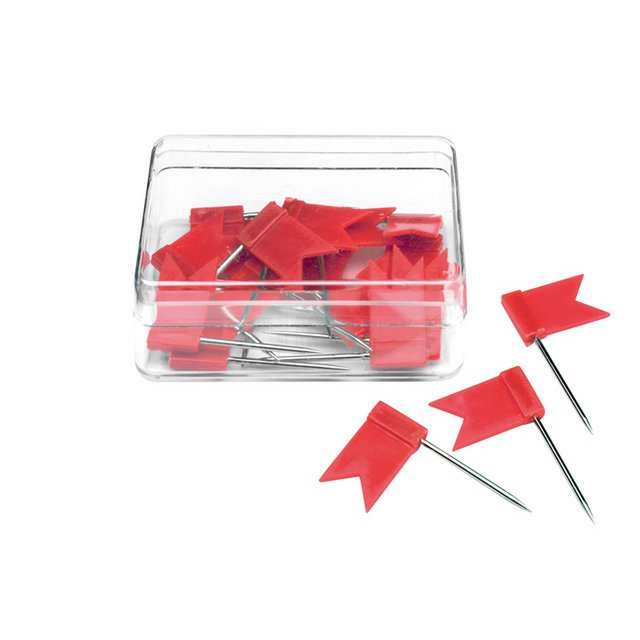 Markeervlaggetjes Alco rood doosje a 20st. 35mm lang en vlaggetje 18x10mm