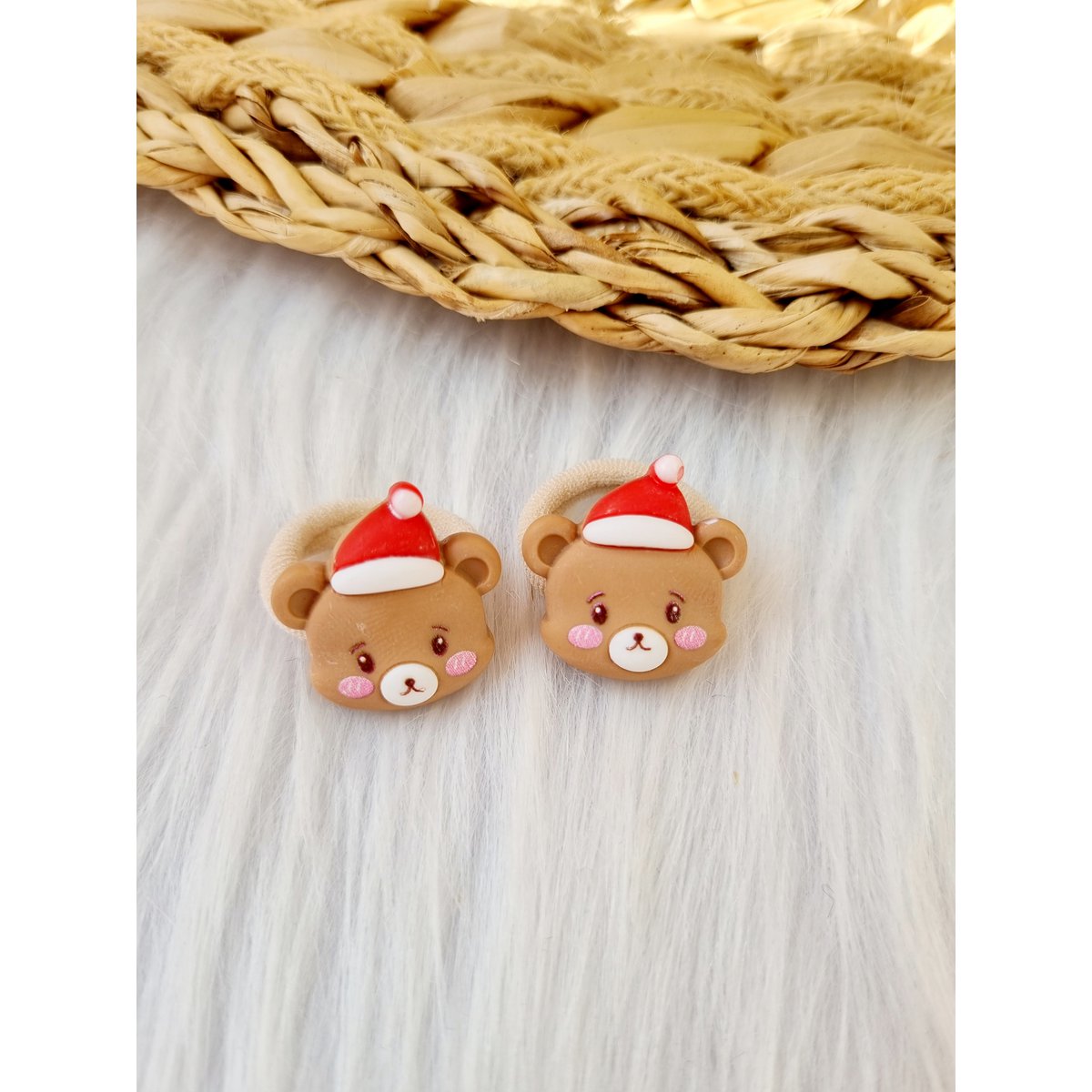 Mini hair elastics Christmas bear 2 pieces