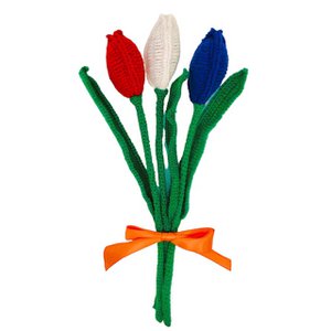 Luna-Leena tulips Dutch bouquet red/white/blue - 3 tulips - soft wool - hand crochet in Nepal