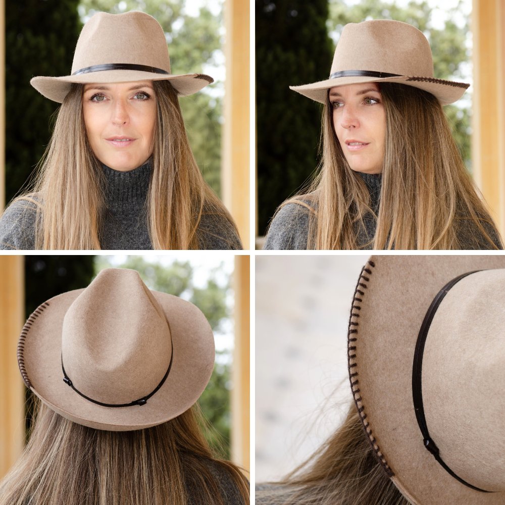 FELT HAT - leather and knit bond, unsewn edge