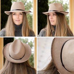 FELT HAT - leather and knit bond, unsewn edge