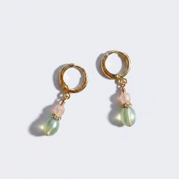 Groene kristallen hanger oorbellen oorringen klein, verguld