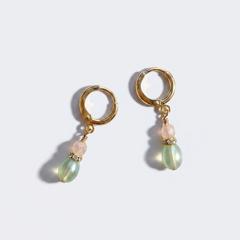 Groene kristallen hanger oorbellen oorringen klein, verguld