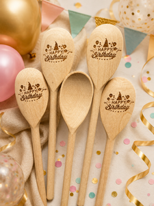 Kochlöffel, Schöpfkelle aus Holz, langlebiges Geschenk mit Gravur – Alles Gute zum Geburtstag, Jubiläum