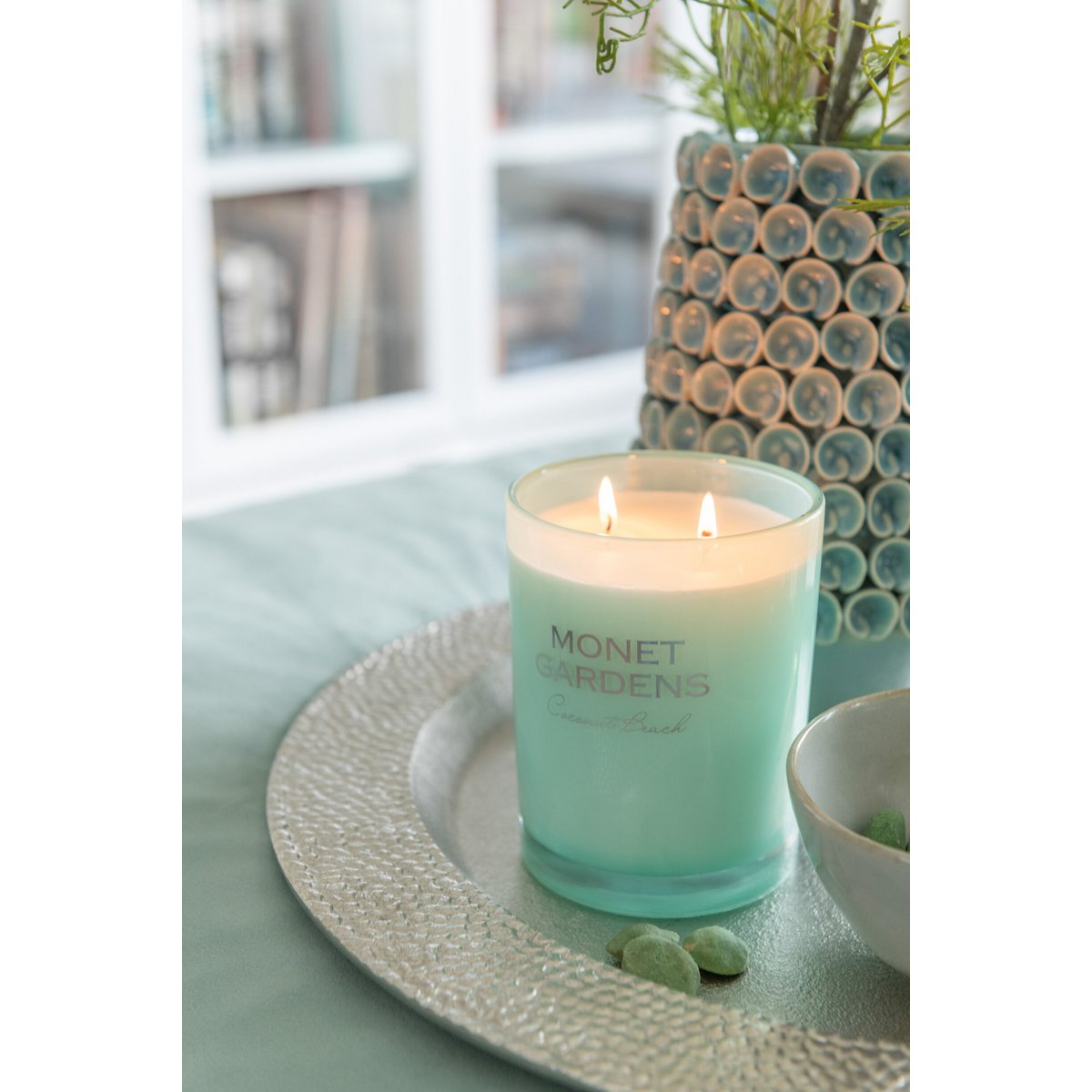 J -Line scented candle Gardens - Glass - Blue - Large - 70U