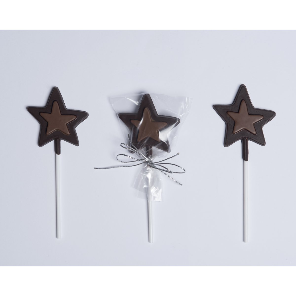 BIO Christmas Star Lollipop - Czekolada gorzka i mleczna