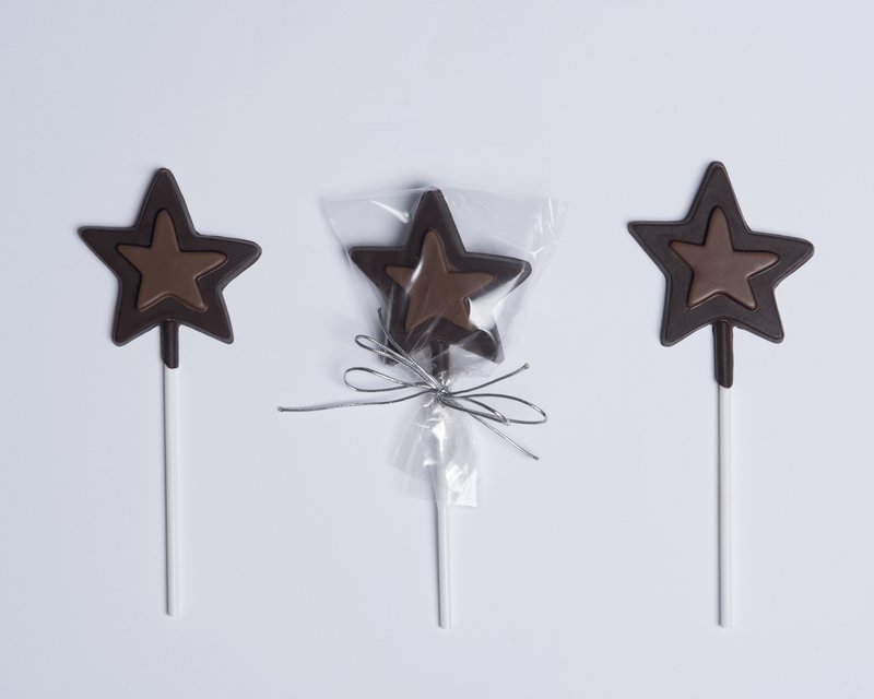 BIO Weihnachtsstern-Lollipop – dunkle und Milchschokolade