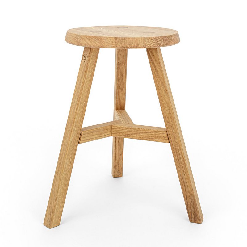 Eleganter Hocker »Lia« aus Eichenholz in Honigoptik veredelt