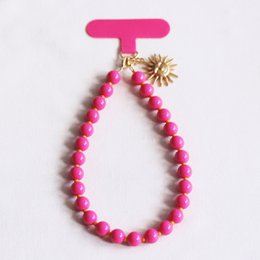 Collana con cordino telefonico con Miyuki e sole - fucsia/arancione