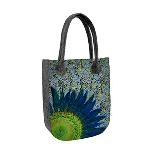 Blauwe bloemen schoudertas in vilt City Line Bertoni