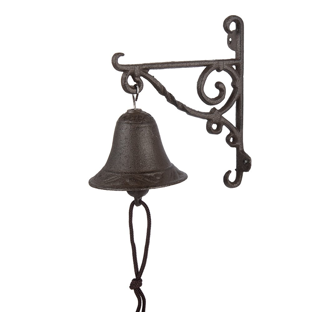 Old -fashioned doorbell 14x11x18 cm brown iron garden bell