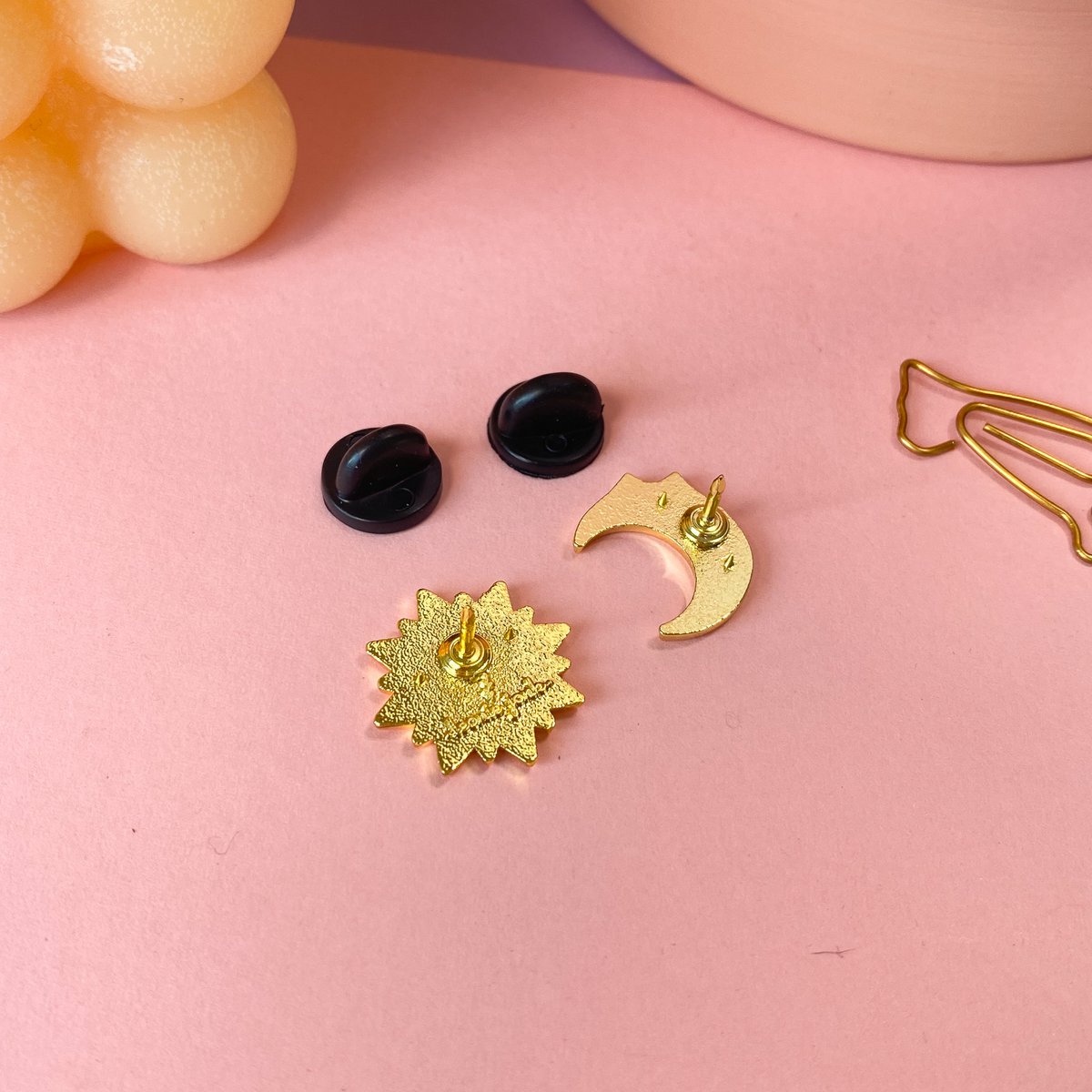 Sonne & Mond Mini-Pin-Set | Vergoldet | Harte Emaille-Pin | Pin-Brosche