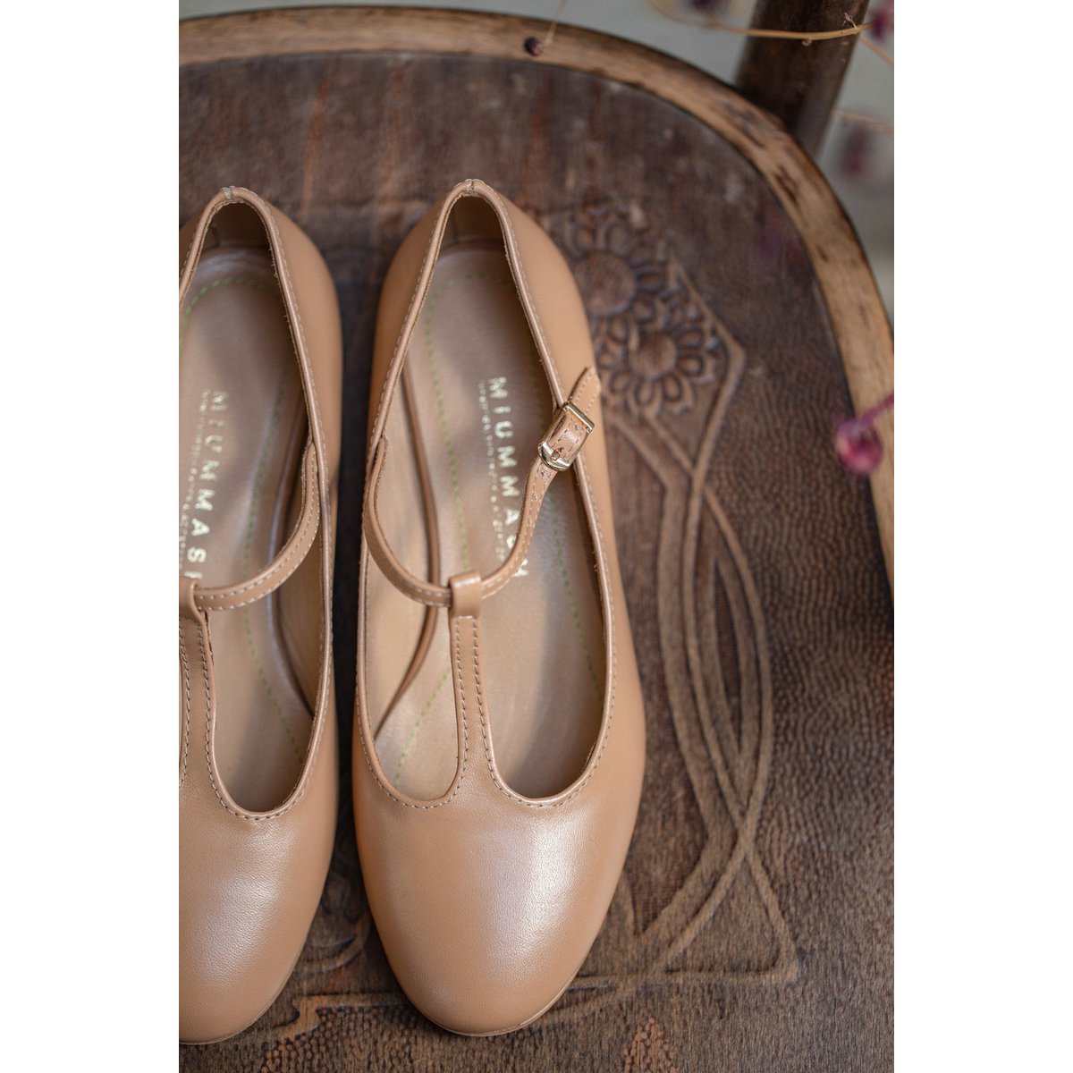 Handgemaakte leren ballerina's - Lotta - beige 34-42