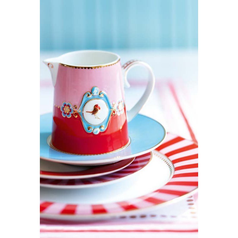 Plate Love Birds Stripes Red-Pink 17cm