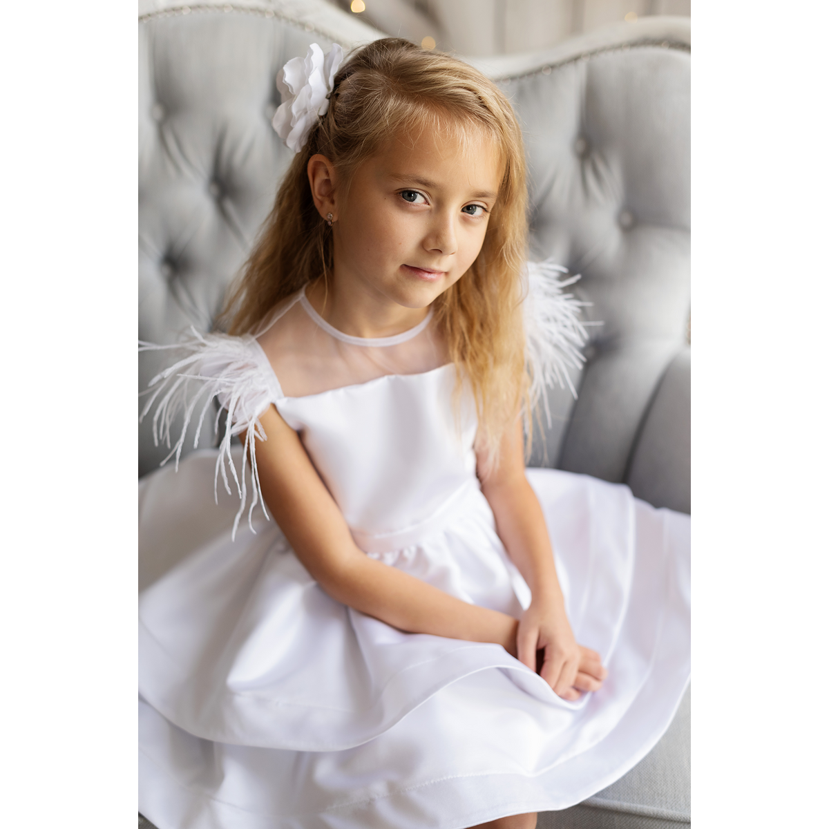 Angel white luxury dress for girls