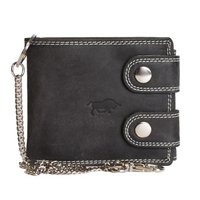 Leather Women's Wallet With Chain Black - Leather Men's Wallet With Chain Black