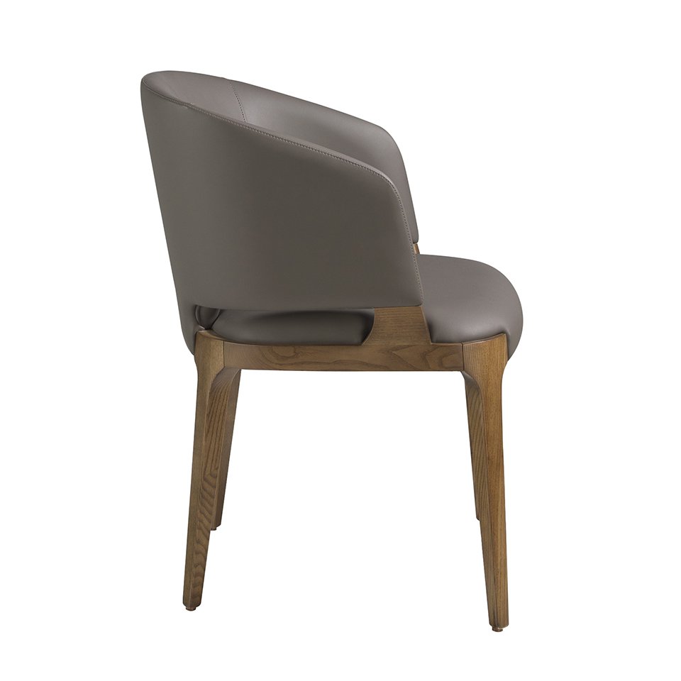 Leatherette dining chair with walnut ash structure