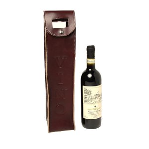 Leather wine holder - brown