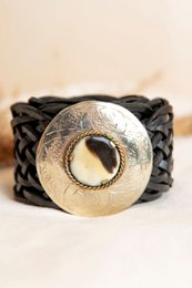 Black leather belt neptune wide