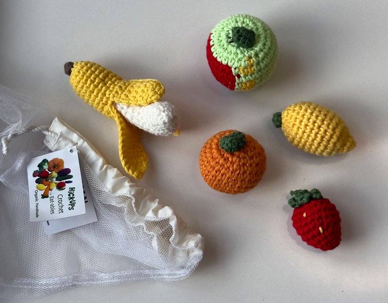 Fruits au crochet : ensemble 5 pièces pour magasin et cuisine pour enfants