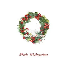 Watercolor card Christmas wreath | Merry Christmas | Red