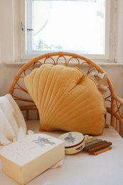 Samt-Ginkgoblatt-Kissen „Honig“.