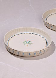 Handpainted Ceramic Serving Tray Tall Edge - Petit, Palm & Seahorse Motif