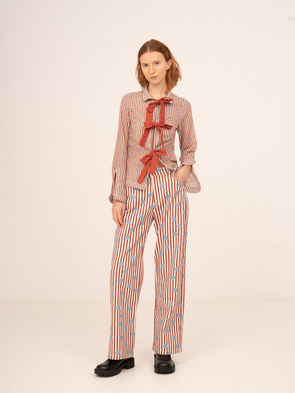 Pop rood gestreept shirt